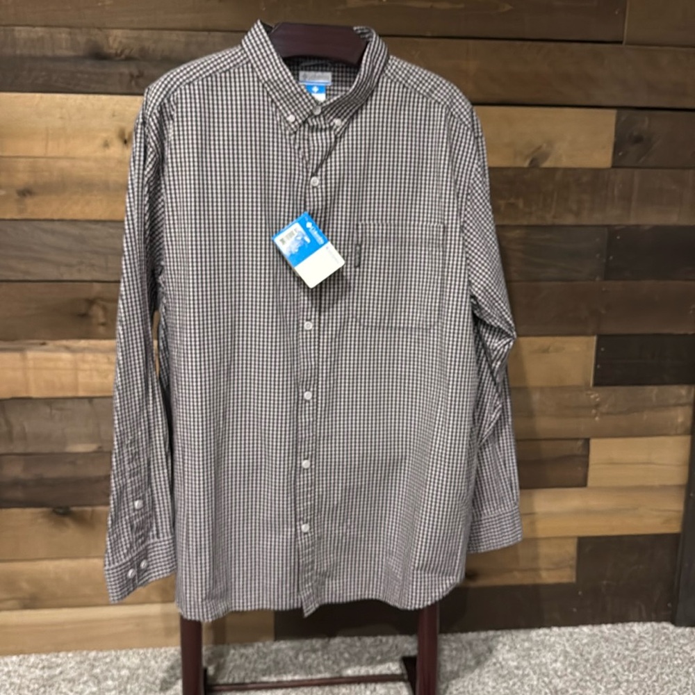 NWT Columbia Men's Plaid Long Sleeve Button Shirt Size XXL
